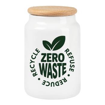 Zero Waste umweltfreundliches Abzeichendesign - Keksdose mit Holzdeckel - Weiß - Vorne