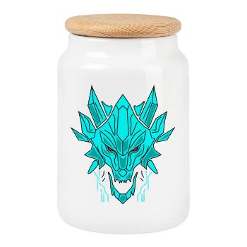 Geometrischer Eisdrache Kopf - Cookie Jar with Wooden Lid - white - Front