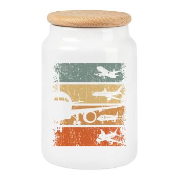 Pilote d’avion Aviateur aérien aérien rétro - Boîte à biscuits avec couvercle en bois - blanc - Devant