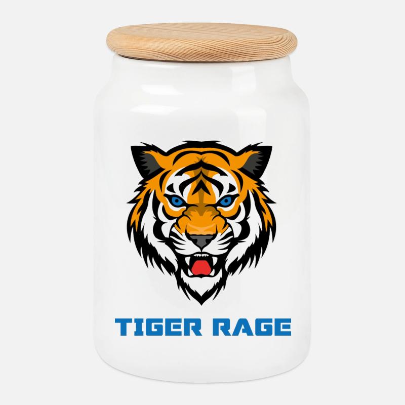 Tiger Gym Workout - Keksdose mit Holzdeckel - Weiß