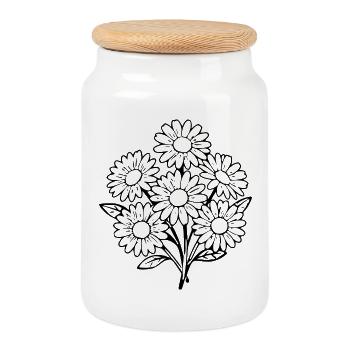 Blume schwarz schwarze Blume Blumen Gänseblümchen - Keksdose mit Holzdeckel - Weiß - Vorne