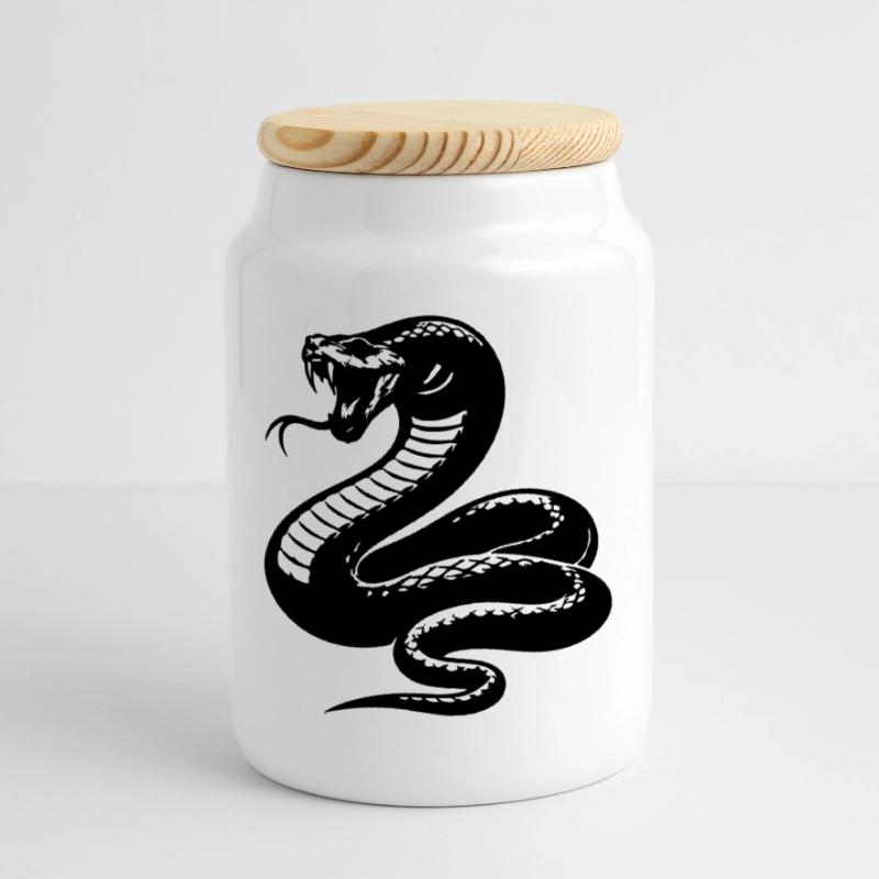 Snake Python Silhouette Cookie Jar with Wooden Lid