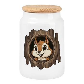 Tamia de forêt dans le trou de l’arbre - Boîte à biscuits avec couvercle en bois - blanc - Devant