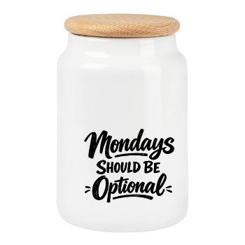 Le lundi devrait être une option d’humour au travail à distance au bureau - Boîte à biscuits avec couvercle en bois - blanc - Devant