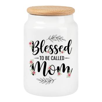 Cadeau de maman heureuse d’être maman - Boîte à biscuits avec couvercle en bois - blanc - Devant