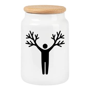 Tree Human Roots Growth - Cookie Jar with Wooden Lid - white - Front