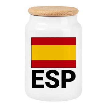 Sportliche Spanien Flagge mit ESP Abkürzung - Keksdose mit Holzdeckel - Weiß - Vorne