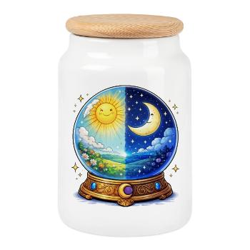 Boule de cristal jour-nuit - Boîte à biscuits avec couvercle en bois - blanc - Devant