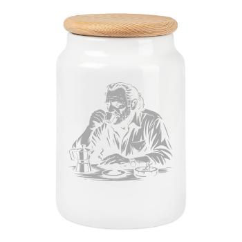 Charles Bukowski buvant un café au café - Boîte à biscuits avec couvercle en bois - blanc - Devant