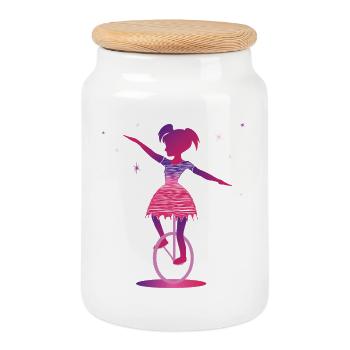 Unicycle | Unicycling Freestyle - Cookie Jar with Wooden Lid - white - Front
