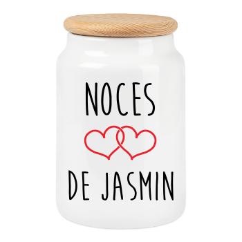 Hochzeitstag – Jasmine-Hochzeit (66 Jahre) - Keksdose mit Holzdeckel - Weiß - Vorne