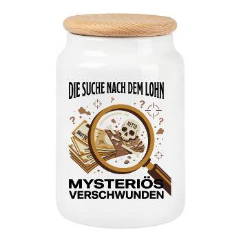 Die Suche Nach Dem Lohn - Keksdose mit Holzdeckel - Weiß - Vorne