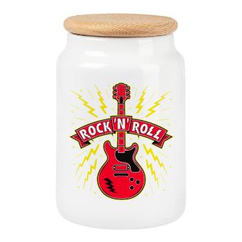 Guitare Rock 'n' Roll - Boîte à biscuits avec couvercle en bois - blanc - Devant