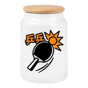 Raquette de Ping-Pong - Tennis de table - Boîte à biscuits avec couvercle en bois - blanc - Devant