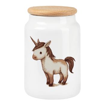 Petite licorne mignonne - Boîte à biscuits avec couvercle en bois - blanc - Devant