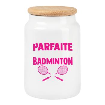 je ne suis pas parfaite mais je fais du badminton - Boîte à biscuits avec couvercle en bois - blanc - Devant