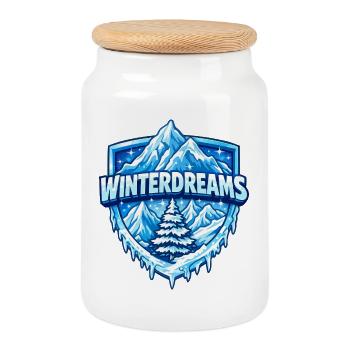 Coat of Arms Winterdreams - Cookie Jar with Wooden Lid - white - Front