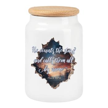 Bible Verse Christian - Cookie Jar with Wooden Lid - white - Front