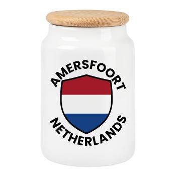 Amersfoort Shield, Niederlande - Keksdose mit Holzdeckel - Weiß - Vorne