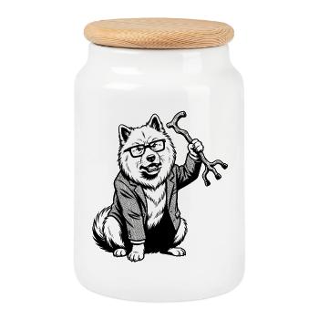 Eurasier | Grumpy - Keksdose mit Holzdeckel - Weiß - Vorne