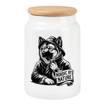 Eurasier | Sailor | Text - Cookie Jar with Wooden Lid - white - Front