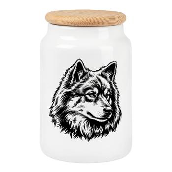 Eurasier | Wildfarben - Keksdose mit Holzdeckel - Weiß - Vorne