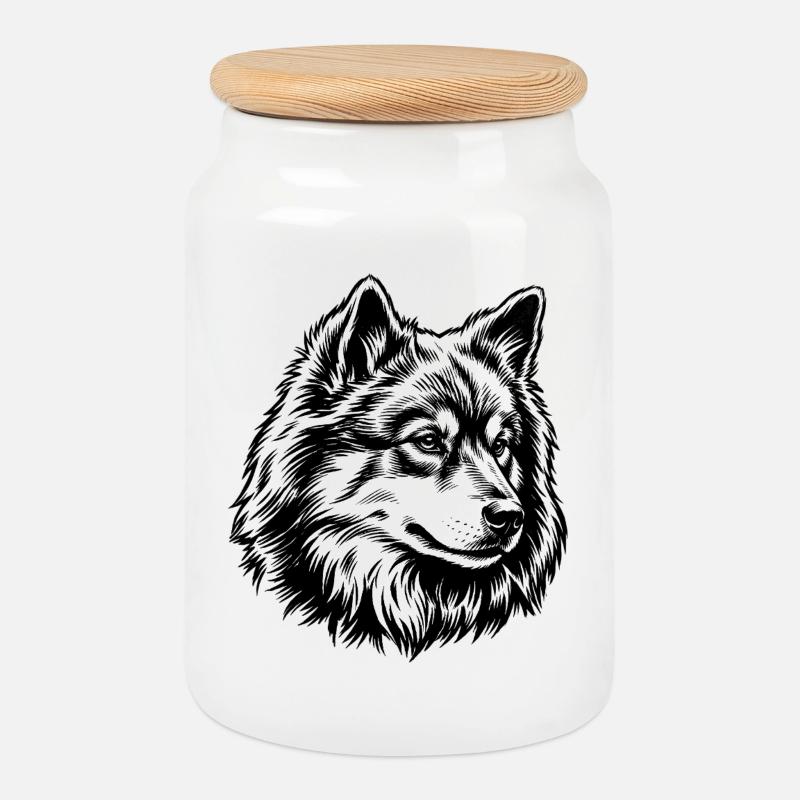 Eurasier | Wildfarben - Keksdose mit Holzdeckel - Weiß