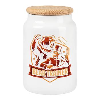 Cirque pour enfants drôle dompteur d’ours de cirque - Boîte à biscuits avec couvercle en bois - blanc - Devant