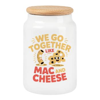 Mac and Cheese Best Friends Paar Design - Keksdose mit Holzdeckel - Weiß - Vorne