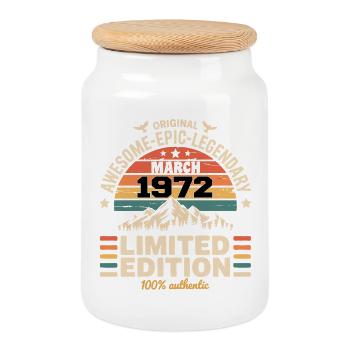 Vintage-Jubiläum März 1972 März 1972 - Keksdose mit Holzdeckel - Weiß - Vorne
