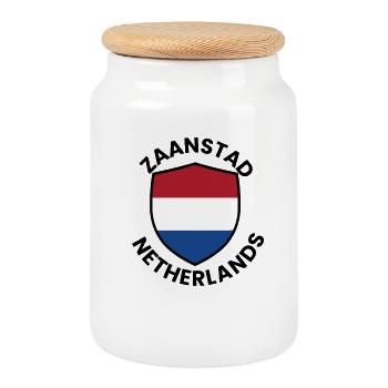 Bouclier de Zaanstad Pays-Bas - Boîte à biscuits avec couvercle en bois - blanc - Devant