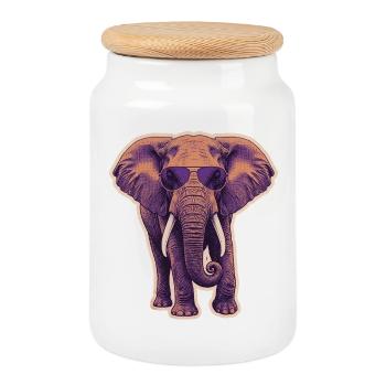 Sommer Elefant Sonnenbrille - Keksdose mit Holzdeckel - Weiß - Vorne