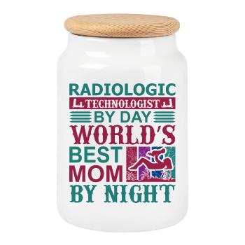 Technologue en radiologie Le jour Meilleure maman du monde - Boîte à biscuits avec couvercle en bois - blanc - Devant