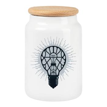 Idée éclatante : Ampoule d’inspiration - Boîte à biscuits avec couvercle en bois - blanc - Devant