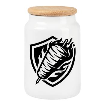 Döner Skewer Kebab - Cookie Jar with Wooden Lid - white - Front