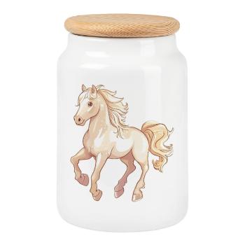 Cheval - Boîte à biscuits avec couvercle en bois - blanc - Devant