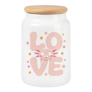 Pastel Love Kawaii Daisy Creature - Cookie Jar with Wooden Lid - white - Front