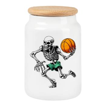 Hooper Skeleton - Cookie Jar with Wooden Lid - white - Front