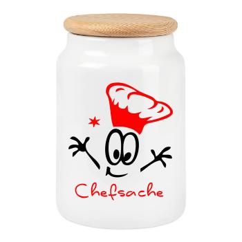 Chef's top priority - Cookie Jar with Wooden Lid - white - Front