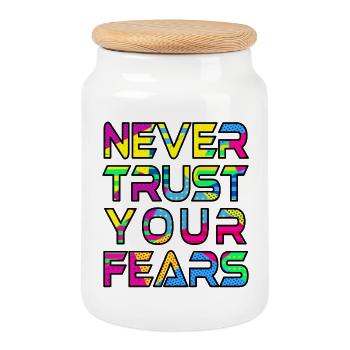 Never Fears B - Cookie Jar with Wooden Lid - white - Front