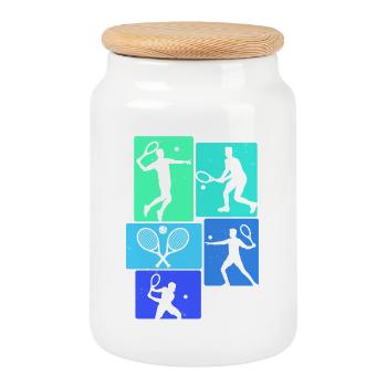 Joueur de tennis rétro - Boîte à biscuits avec couvercle en bois - blanc - Devant