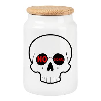 No_Signal_Skull_Minimal_Streetwear - Boîte à biscuits avec couvercle en bois - blanc - Devant