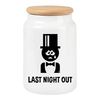 Bräutigam – Last Night Out (JGA / Polterabend / B) - Cookie Jar with Wooden Lid - white - Front