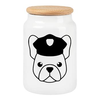 Chef de flic français - Boîte à biscuits avec couvercle en bois - blanc - Devant