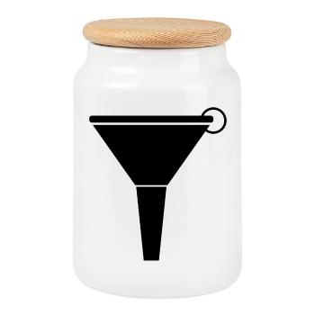 Funnel - Cookie Jar with Wooden Lid - white - Front