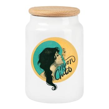 Moonlit Embrace - Cookie Jar with Wooden Lid - white - Front