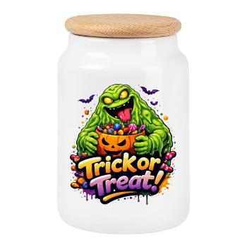 Slime Monster - Cookie Jar with Wooden Lid - white - Front