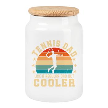 Tennis Dad Like A Regular Dad But Cooler - Cookie Jar with Wooden Lid - white - Front