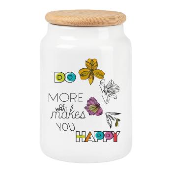 Be Happy  - Keksdose mit Holzdeckel - Weiß - Vorne