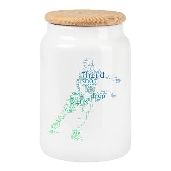 Pickleball fans love pickleball players - Cookie Jar with Wooden Lid - white - Front